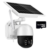 Smart Solar Powered 5MP Wireless Outdoor PTZ Security Camera with Night Vision & 8GB SD Card